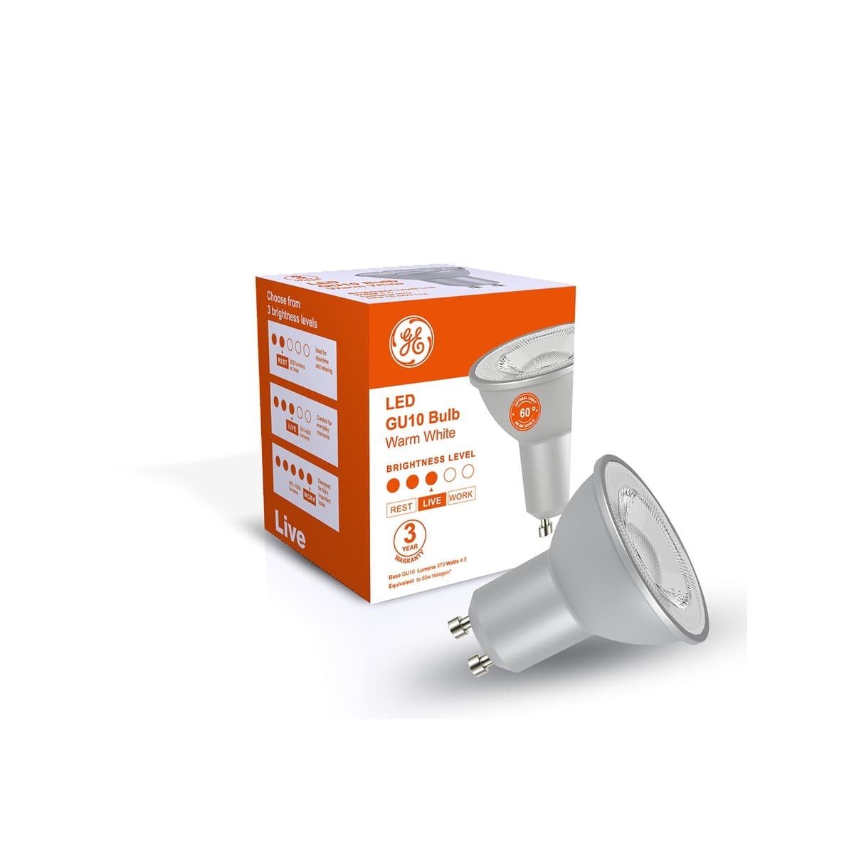 GE 3.4W GU10 Globe in Warm White