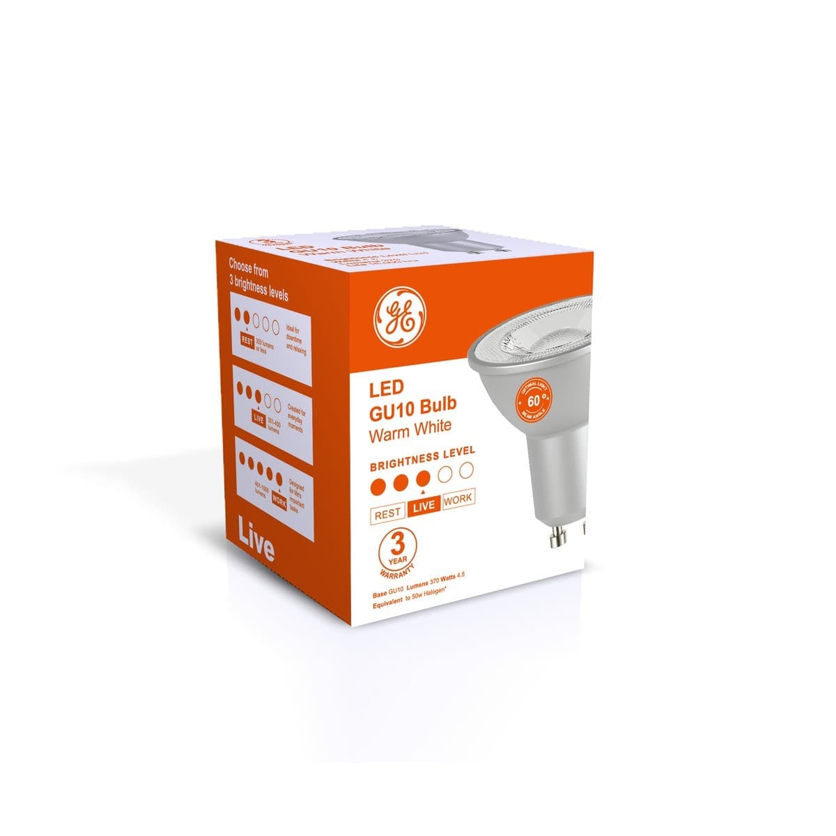 GE 3.4W GU10 Globe in Warm White