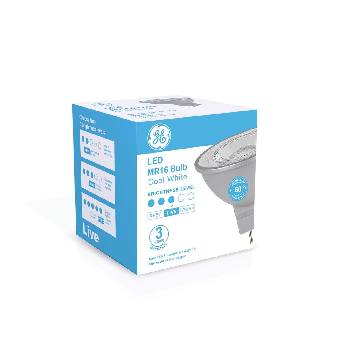 GE 4.8W LED MR16 Globe in Cool White