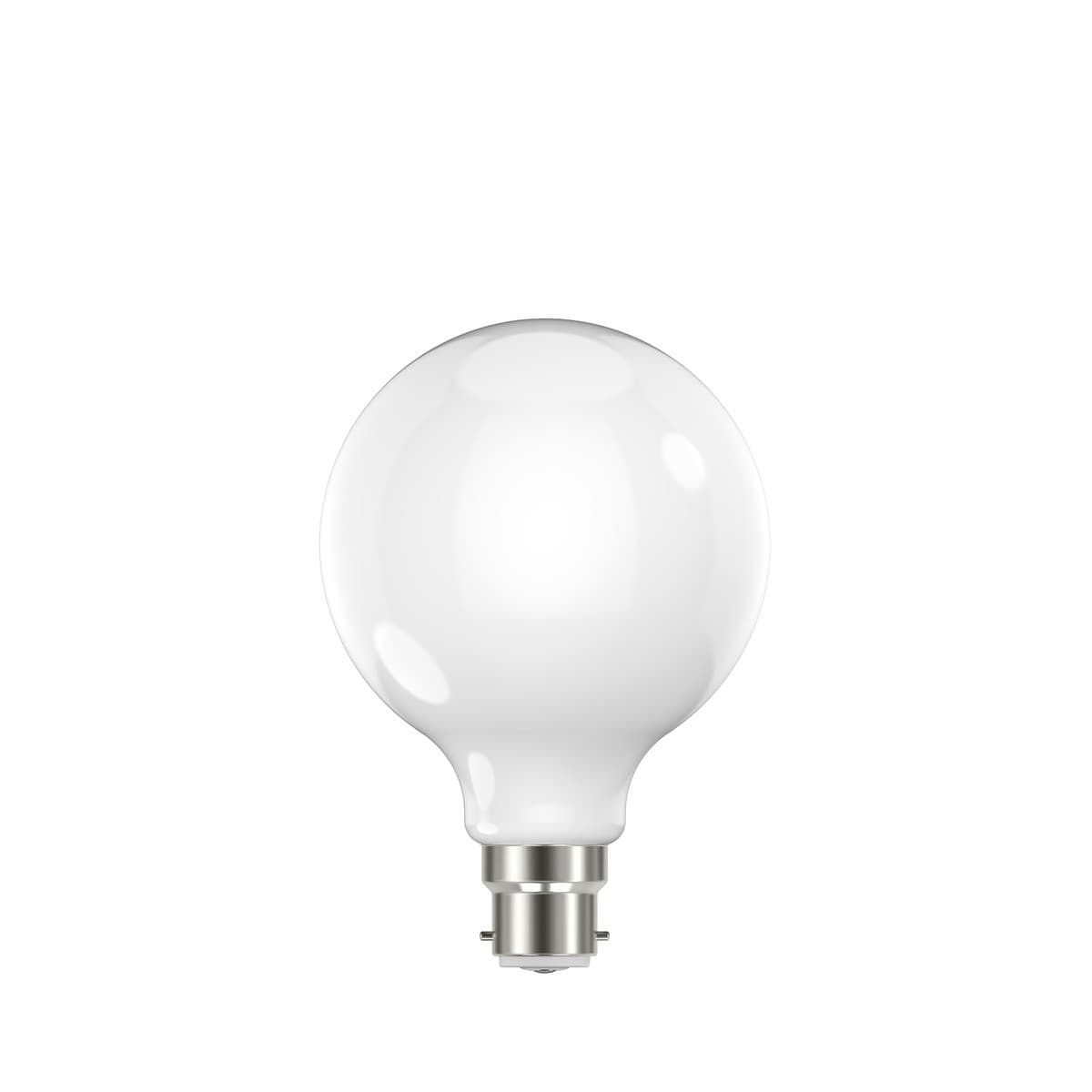 GE 7.6W Glass Opal Dimmable LED G95 BC Globe in Cool White