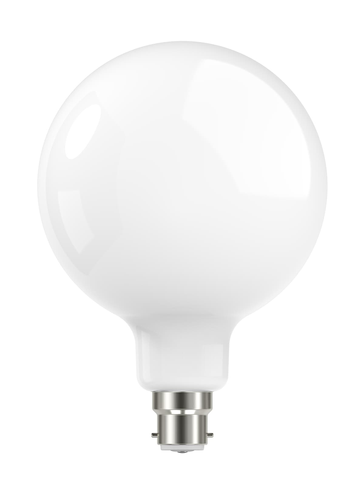 GE 7.6W Glass Opal Dimmable LED G125 BC Globe in Warm White