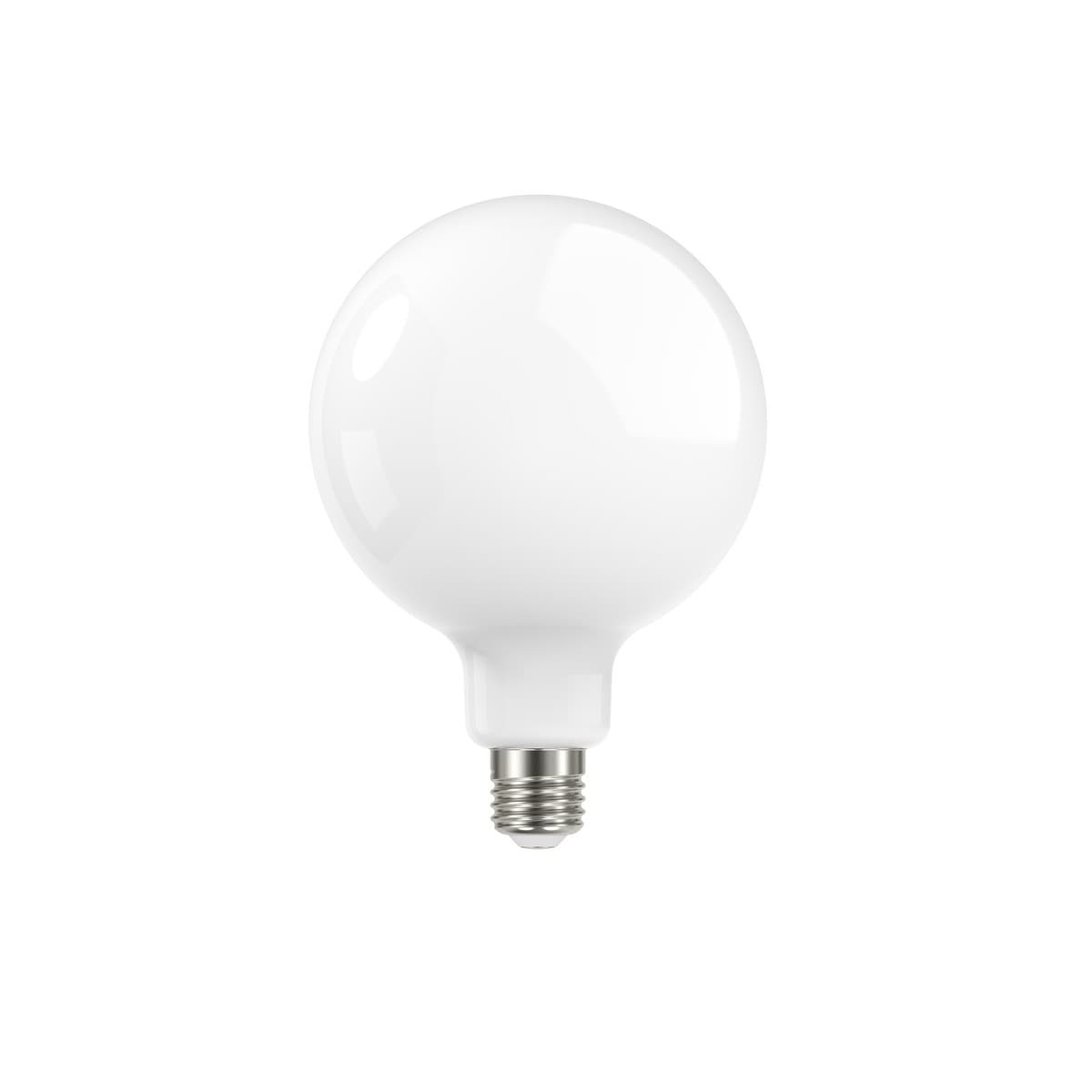 GE 7.6W Glass Opal Dimmable LED G125 ES Globe in Warm White