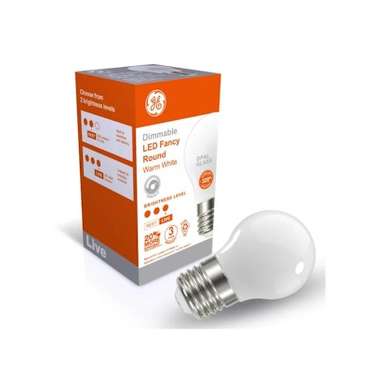 GE 5.5W LED Opal ES Dimmable Fancy Round Warm White Globe