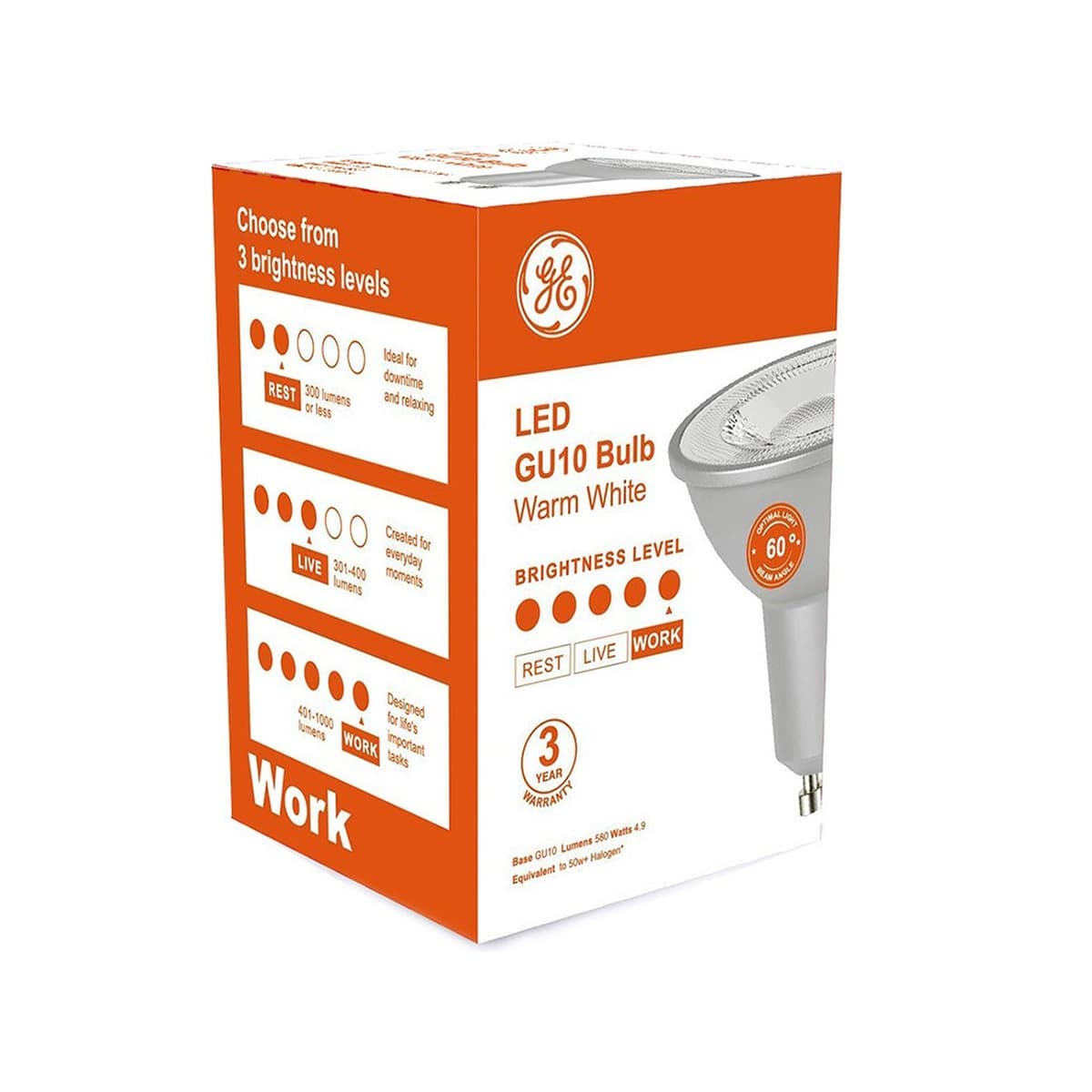 GE 4.9W LED GU10 Globe in Warm White