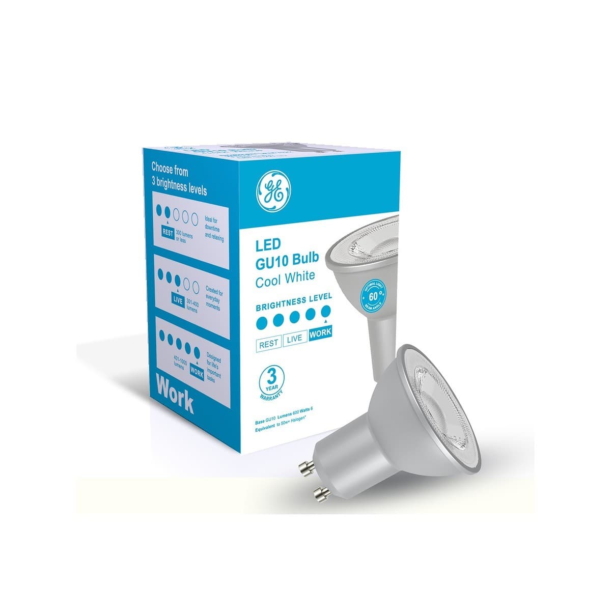 GE 4.9W LED GU10 Globe in Cool White