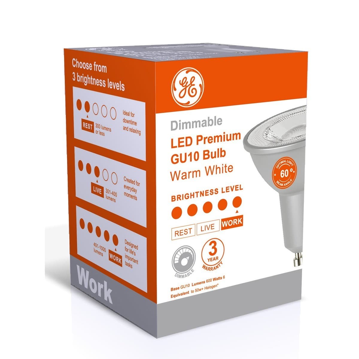 GE 6W Premium Dimmable GU10 Globe in Warm White