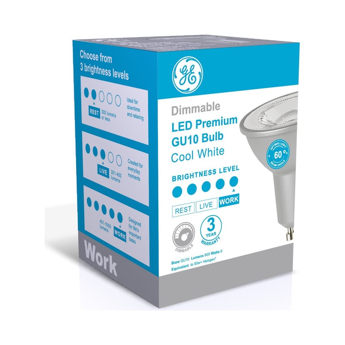 GE 6W Premium Dimmable GU10 Globe in Cool White