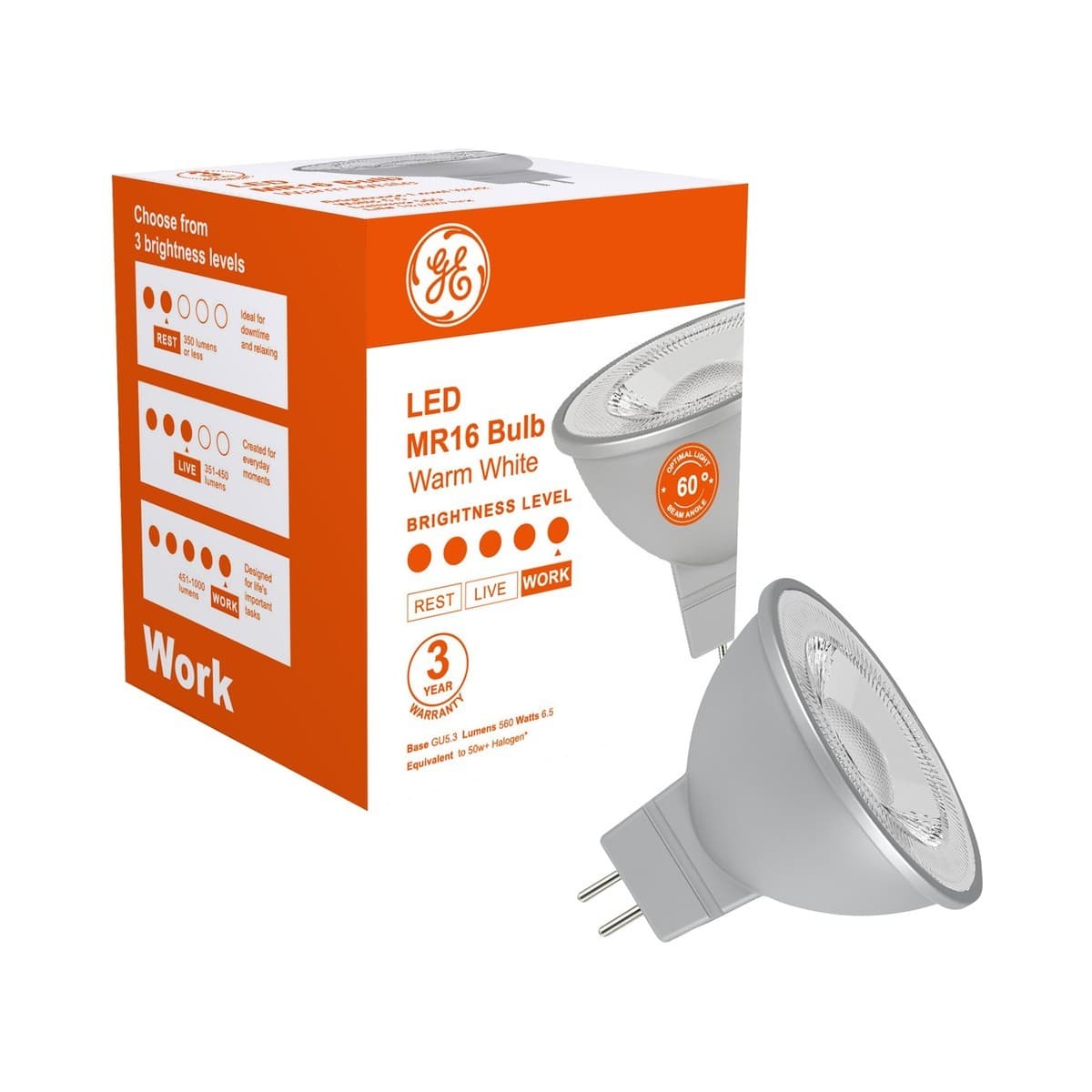 GE 6.5W LED MR16 Globe in Warm White