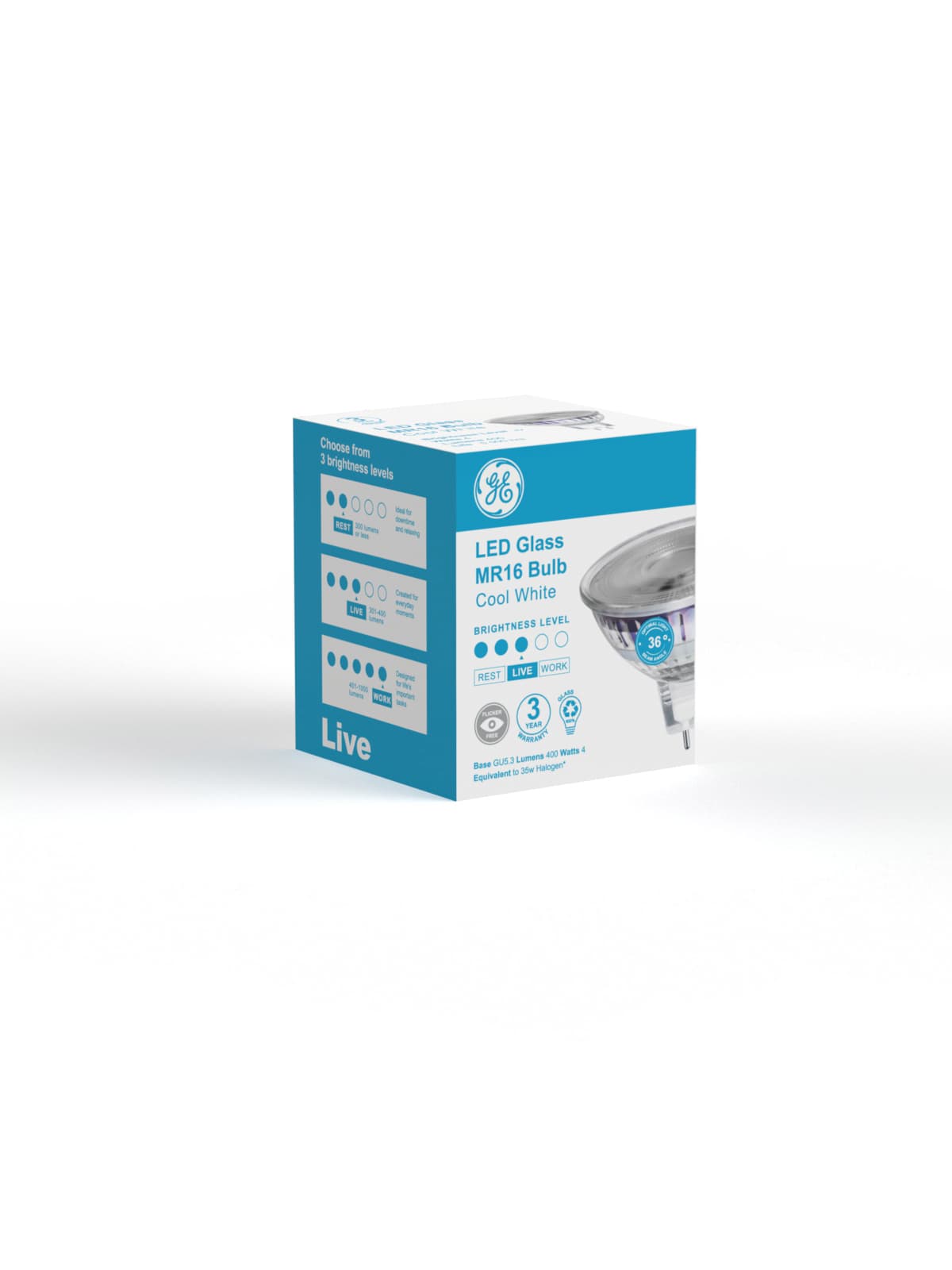 GE 4.5W Glass LED MR16 Globe in Cool White