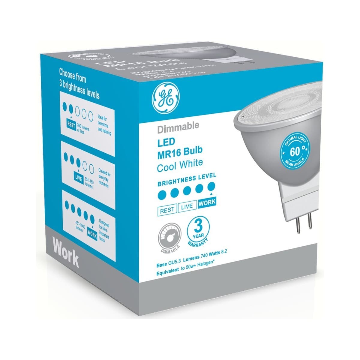 GE 6W LED Dimmable MR16 Globe in Cool White