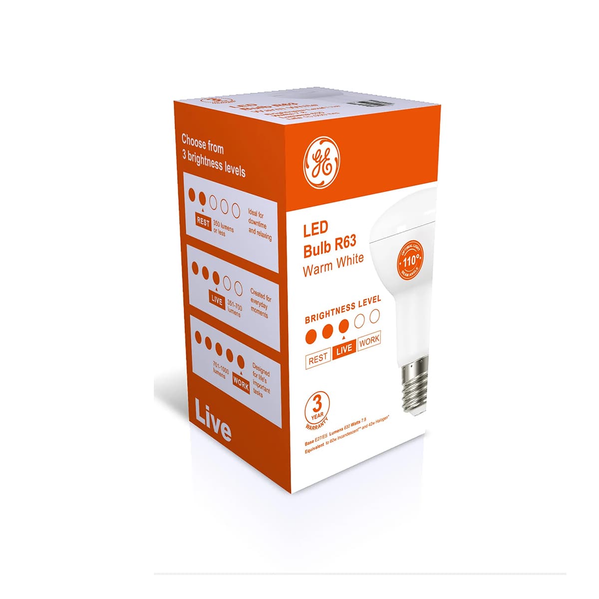 GE 7.8W LED ES R63 Globe in Warm White