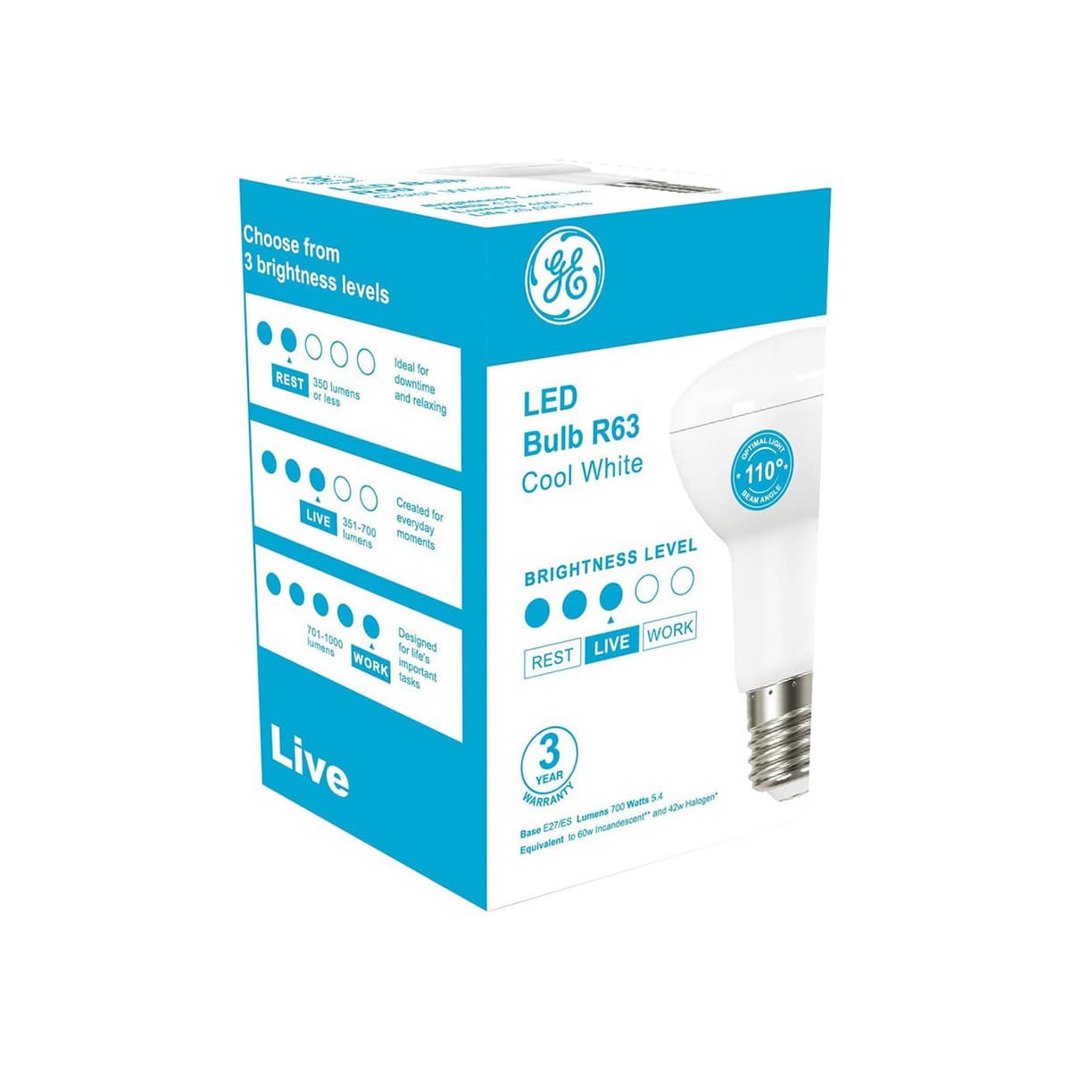 GE 7.8W LED ES R63 Globe in Cool White