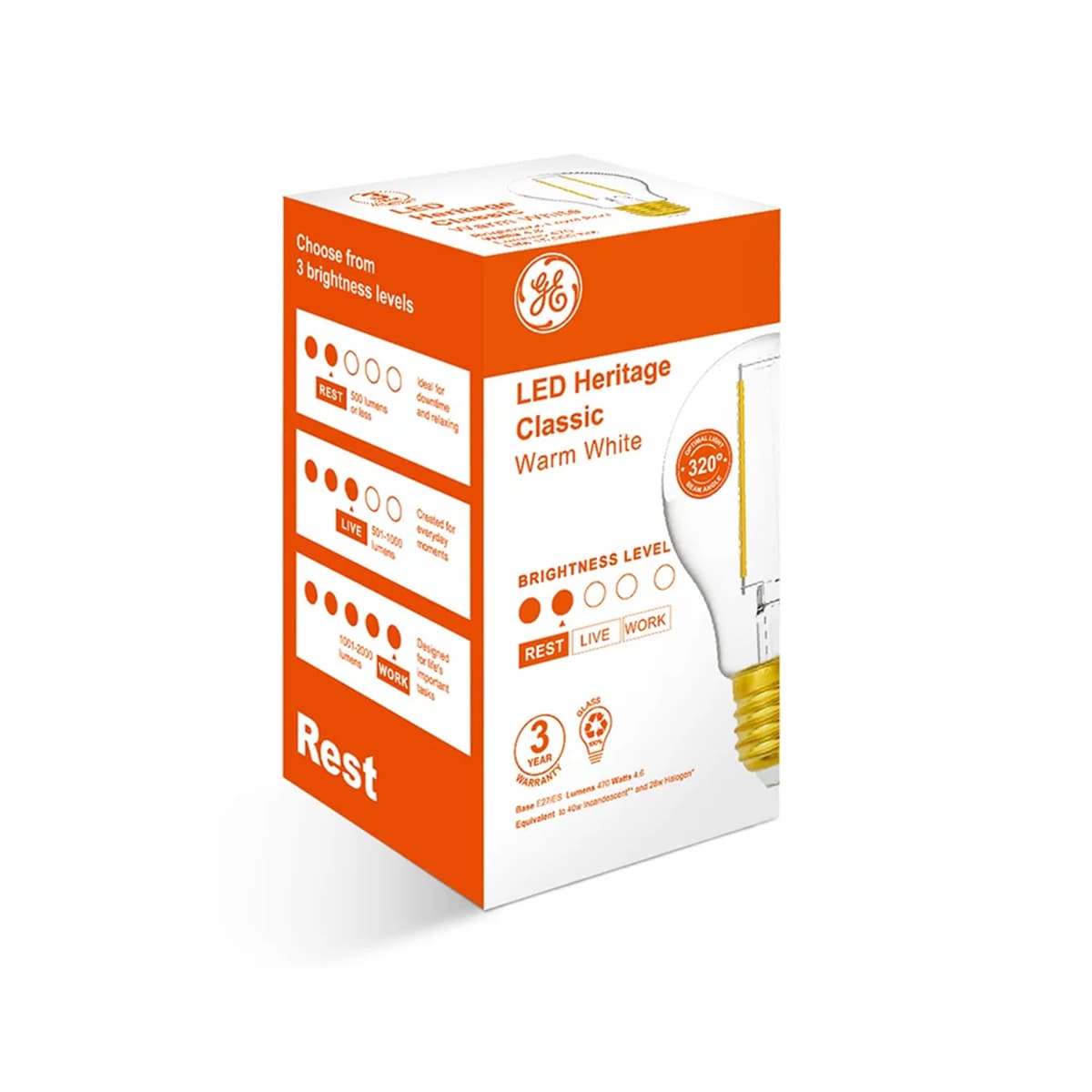 GE 4.6W Heritage LED GLS ES Globe in Warm White