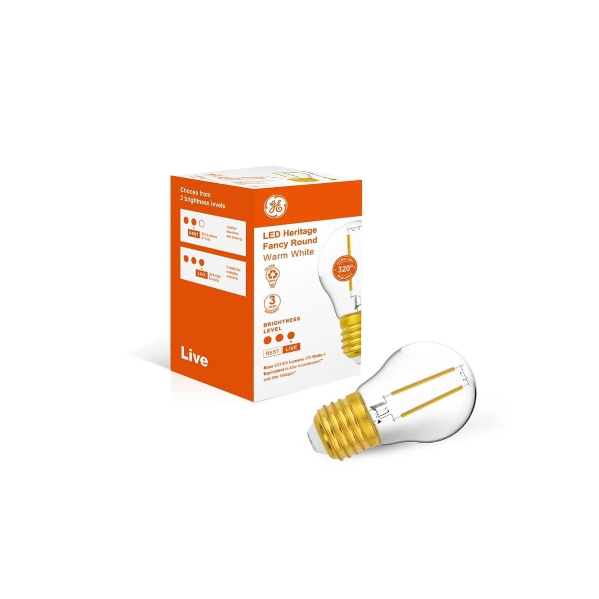 GE 4W Heritage LED Fancy ES Globe in Warm White