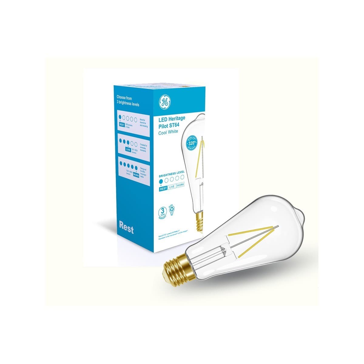 GE 2.7W Heritage LED ES Pilot Globe in Cool White