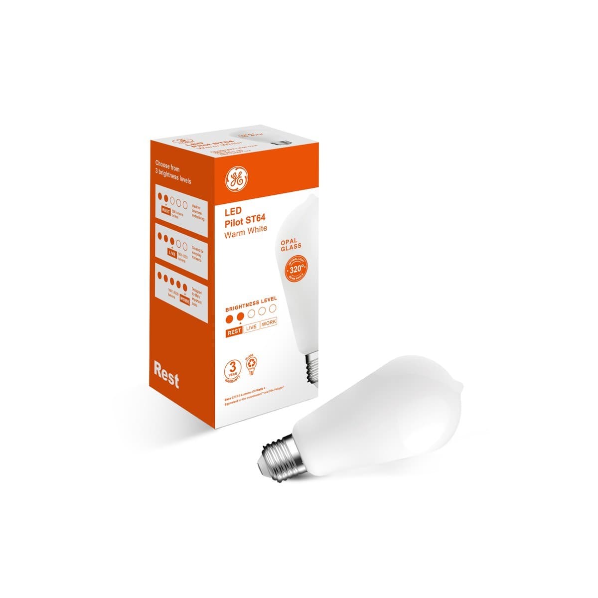 GE 4W LED Opal Pilot ES Globe in Warm White