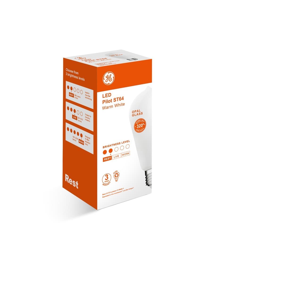 GE 4W LED Opal Pilot ES Globe in Warm White