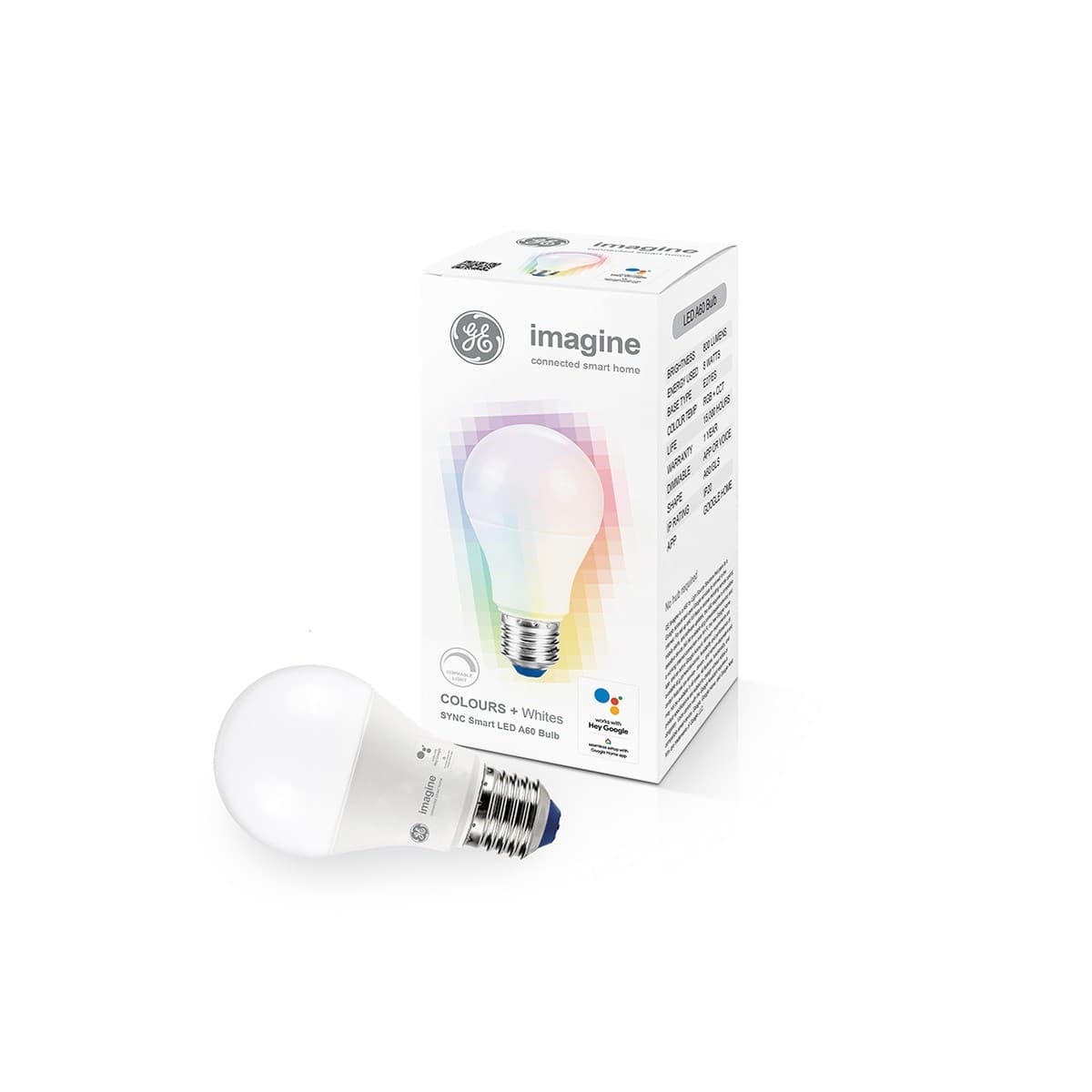 GE Imagine Sync 8W ES RGB LED Dimmable A60 Smart Globe