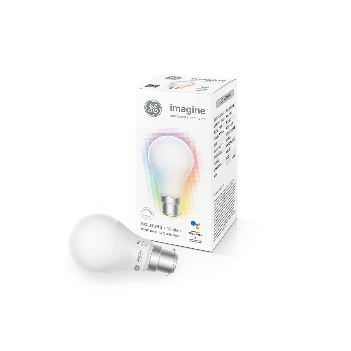 GE Imagine Sync 8W BC RGB LED Dimmable A60 Smart Globe