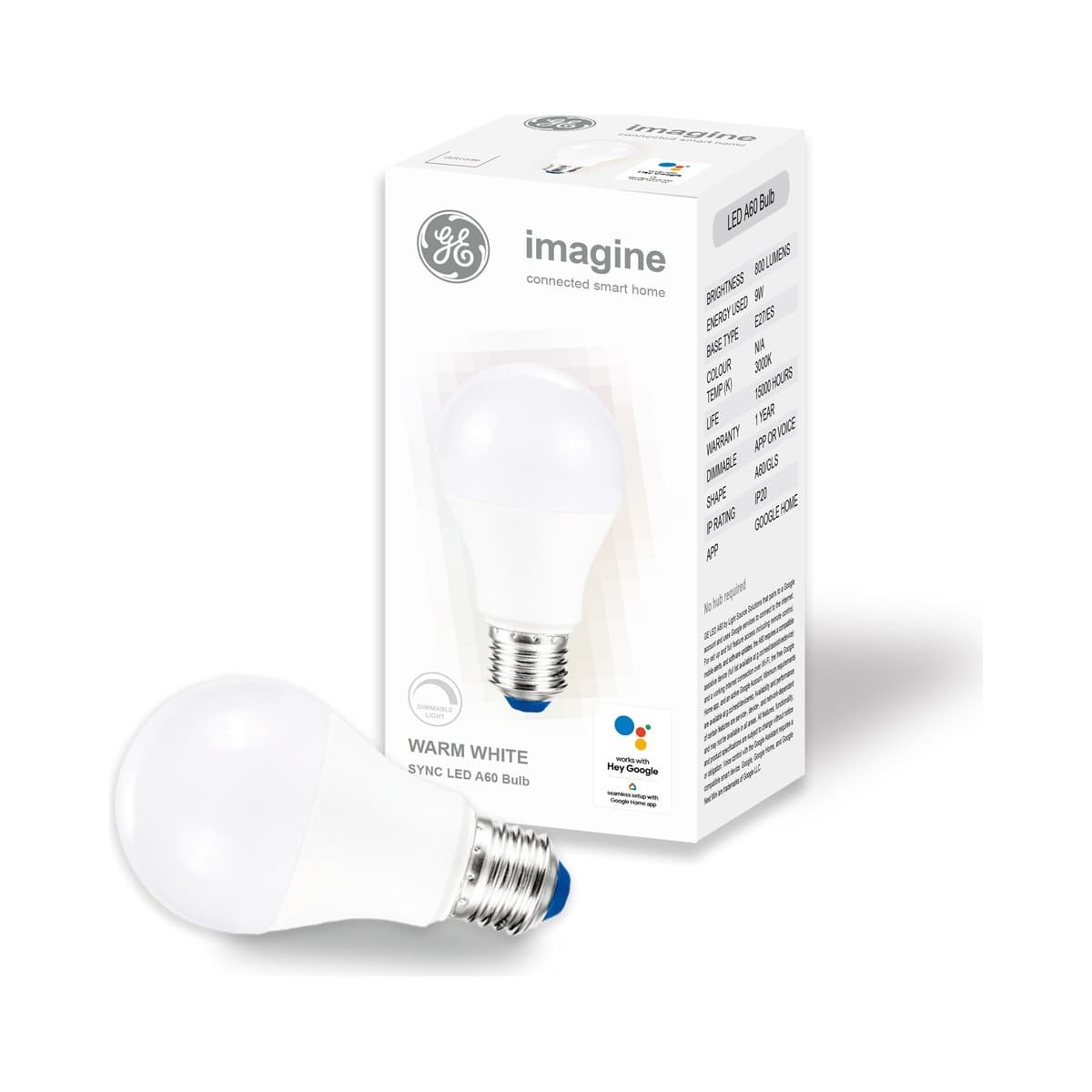 GE Imagine Sync 9W ES LED Dimmable A60 Smart Globe in Warm White