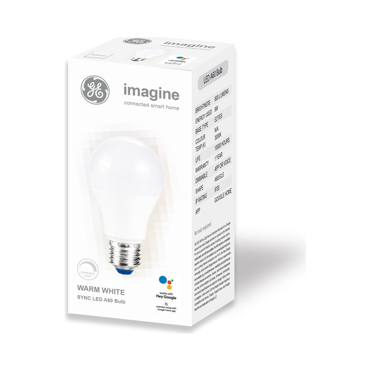 GE Imagine Sync 9W ES LED Dimmable A60 Smart Globe in Warm White