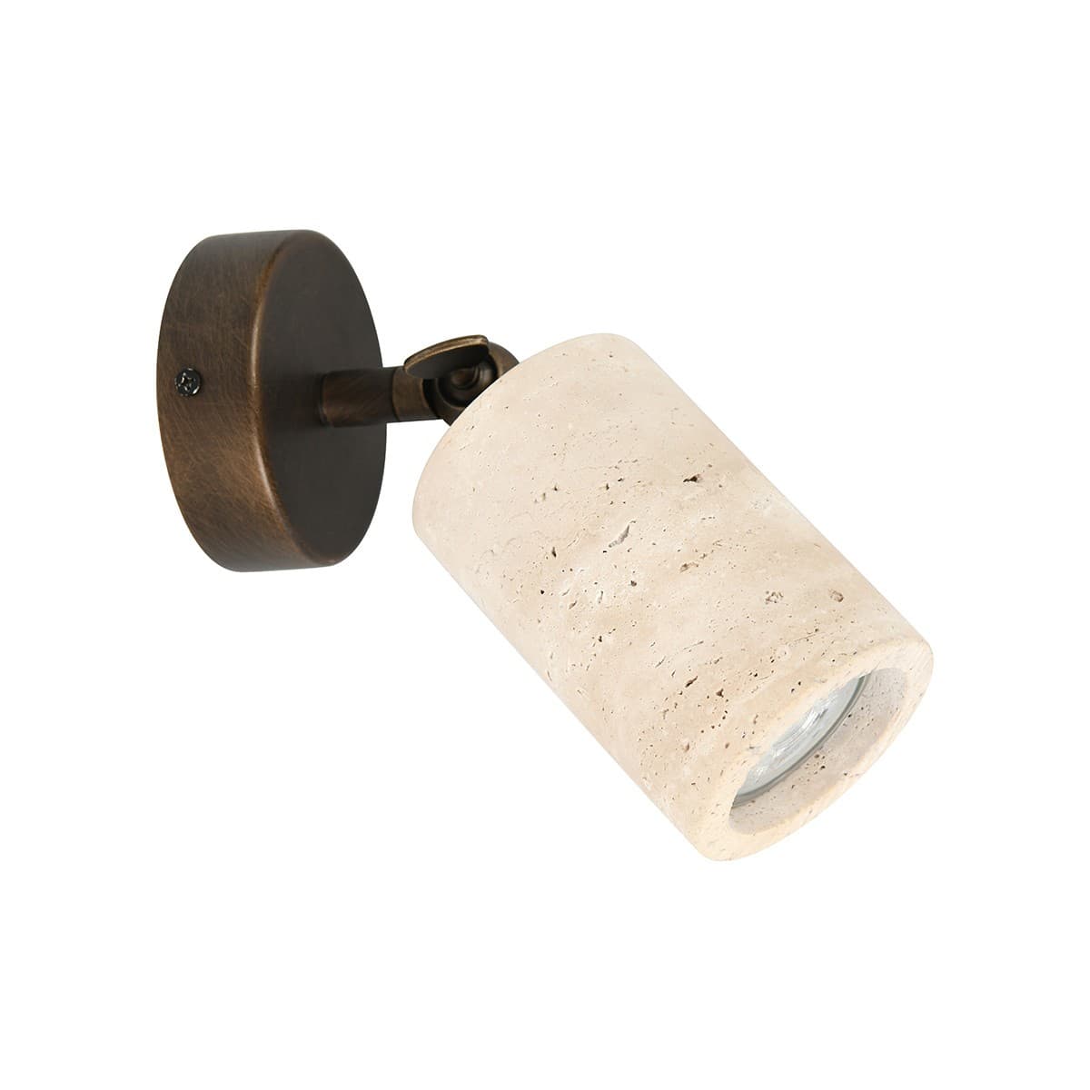 Traviato 1 Light Spot Light in Travertine with Bronze Details
