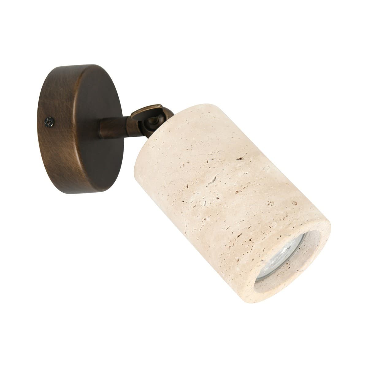 Traviato 1 Light Spot Light in Travertine with Bronze Details
