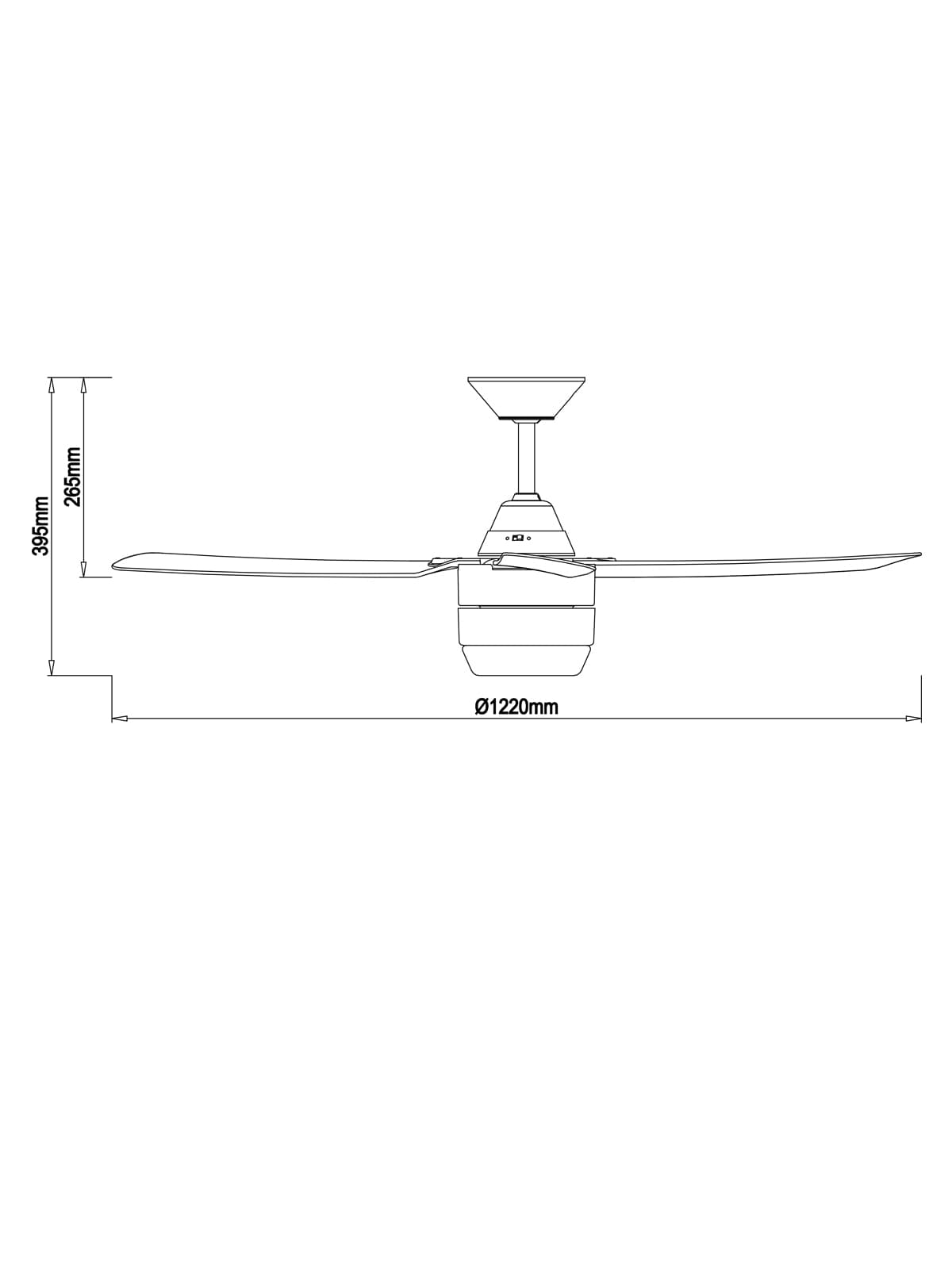 Bayside Calypso 122cm Fan with Light in Black